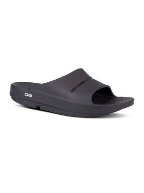 OOFOS OOahh Black Recovery Slide Sandals Comfort Cushioned Size 7/38